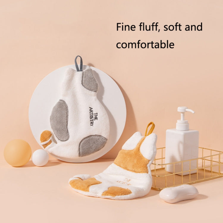 Home Kitchen Bathroom Cute Cat Hand Towel(Yellow) by bashfashion