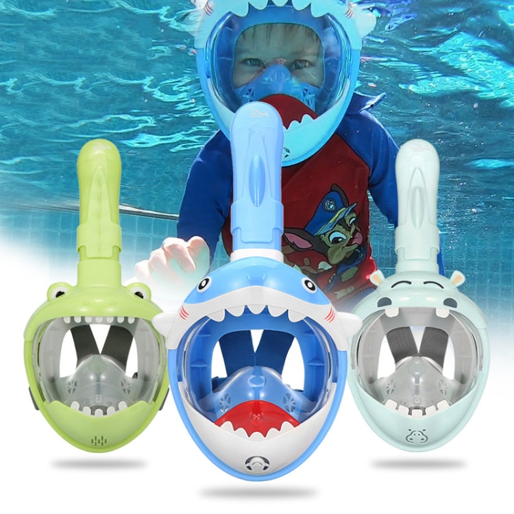 Cartoon Kids Full Dry Diving Mask Swimming Anti-Fog Snorkeling Mask, Size: XS(Shark Pink) by bashfashion