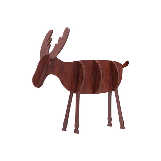 2 PCS Christmas Decorations Wooden DIY Elk Decorations Children Creative Gifts Desktop Decoration, Size:L(Black Walnut) by bashfashion