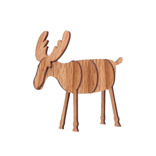 2 PCS Christmas Decorations Wooden DIY Elk Decorations Children Creative Gifts Desktop Decoration, Size:L(Wood Color) by bashfashion