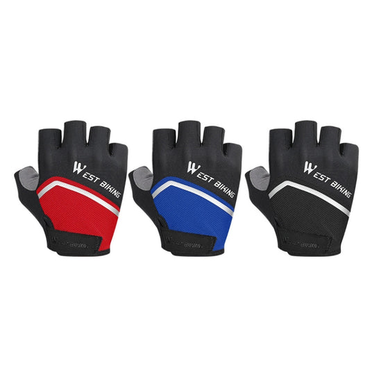 WEST BIKING YP0211222 Bicycle Riding Shock-Absorbing Half-Finger Gloves, Size: M(Black Blue) by WEST BIKING