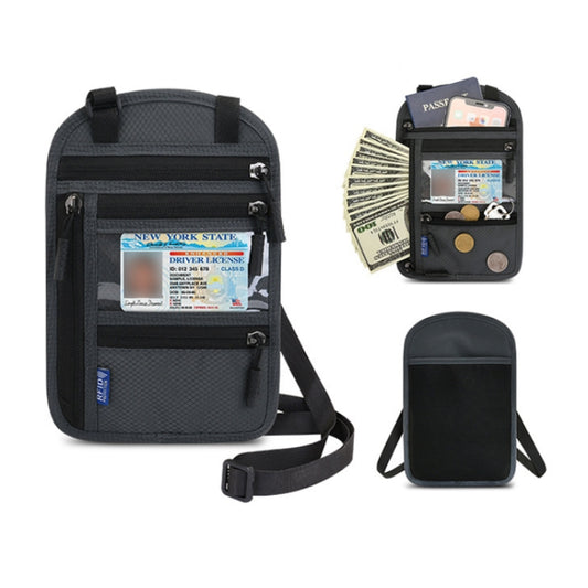 RFID Multi-Function Halter Passport Bag Certificate Protection Cover(Dark Gray) by bashfashion