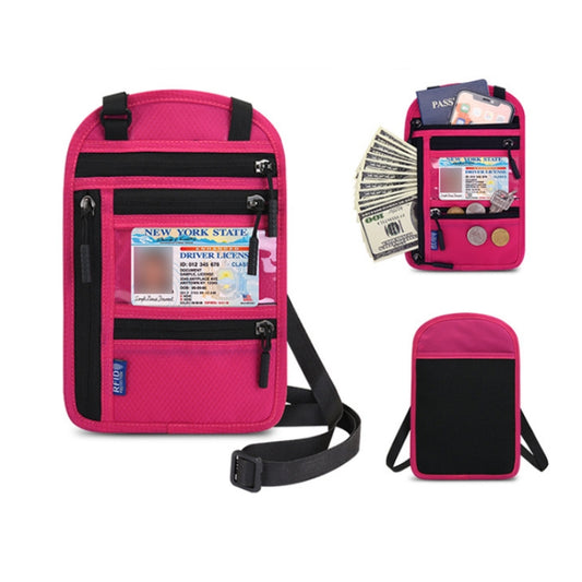 RFID Multi-Function Halter Passport Bag Certificate Protection Cover(Rose Red) by bashfashion