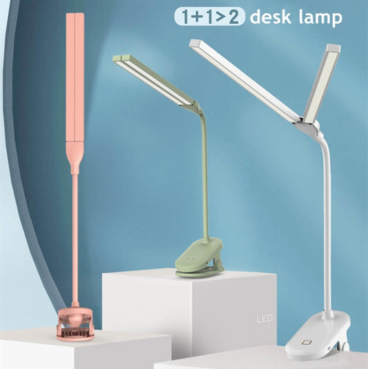 TD5 Double Lamp Head USB Desktop Clip Table Lamp,Style: Plug-in Version (Black) by bashfashion
