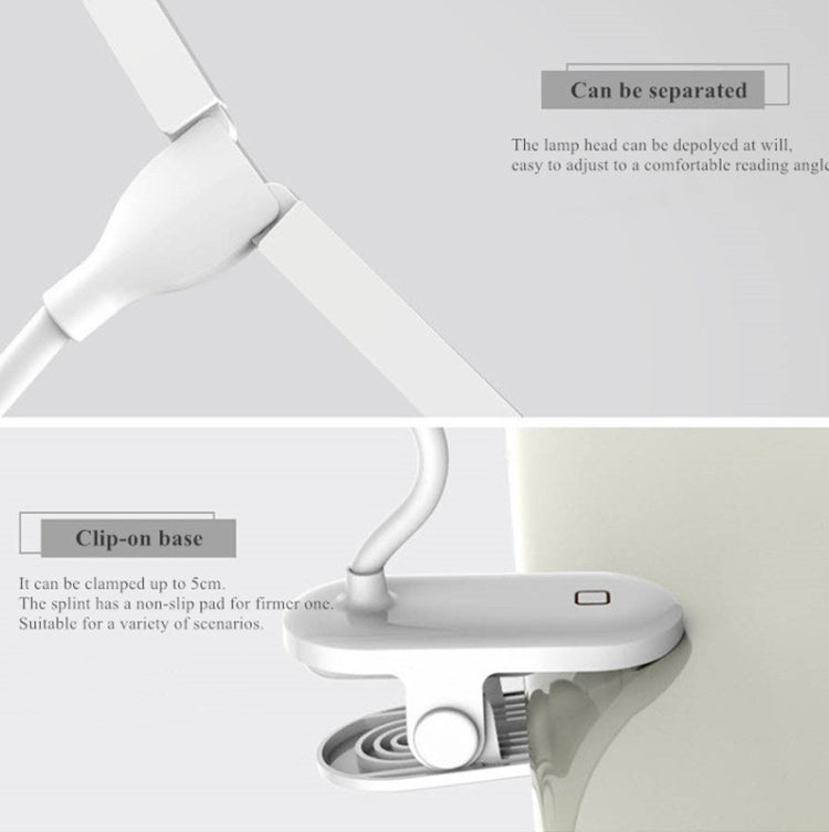 TD5 Double Lamp Head USB Desktop Clip Table Lamp,Style: Plug-in Version (Black) by bashfashion