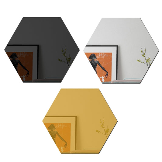 Ym300 16 PCS / Set Home Personal Wall Stickers DIY Acrylic Wall Decorative Mirror(Hexagon Gold) by bashfashion