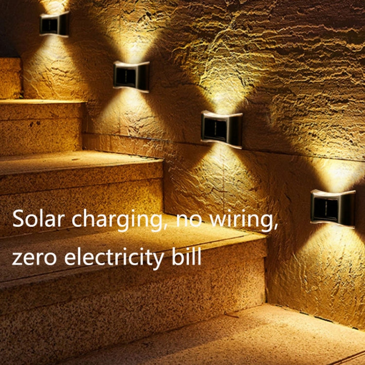 6 LED Solar Outdoor Garden Stainless Steel Wall Lamp(Color Light) by bashfashion