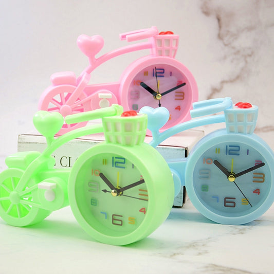 Bicycle-shaped Desktop Alarm Clock Student Gifts(Light Pink) by bashfashion
