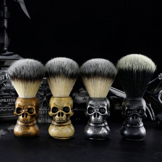 Skull Cleansing Shaving and Foaming Tools, Color Classification: Beard Brush Golden by bashfashion