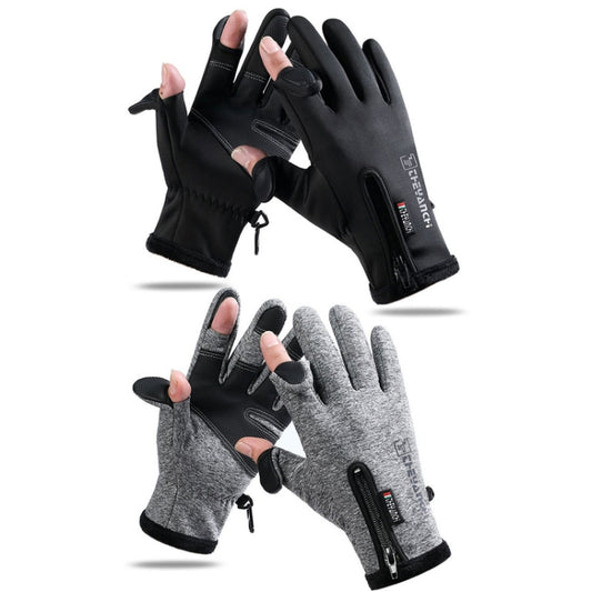 Outdoor Sports Riding Warm Gloves Touch Screen Fingerless Fishing Gloves, Size: M(Grey) by bashfashion