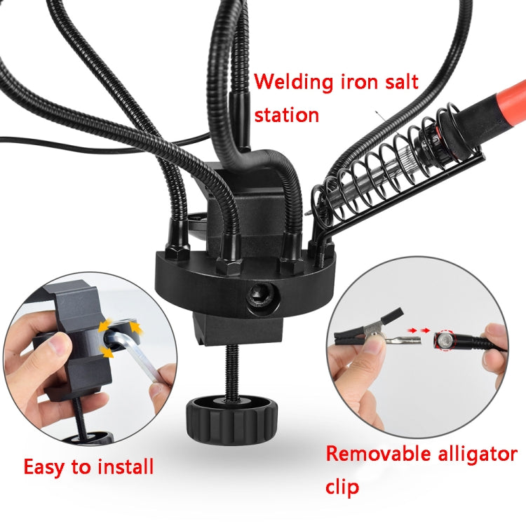 LED Lamp Magnifying Glass 360-Degree Adjustable Welding Table(SS7BK-BK) by bashfashion