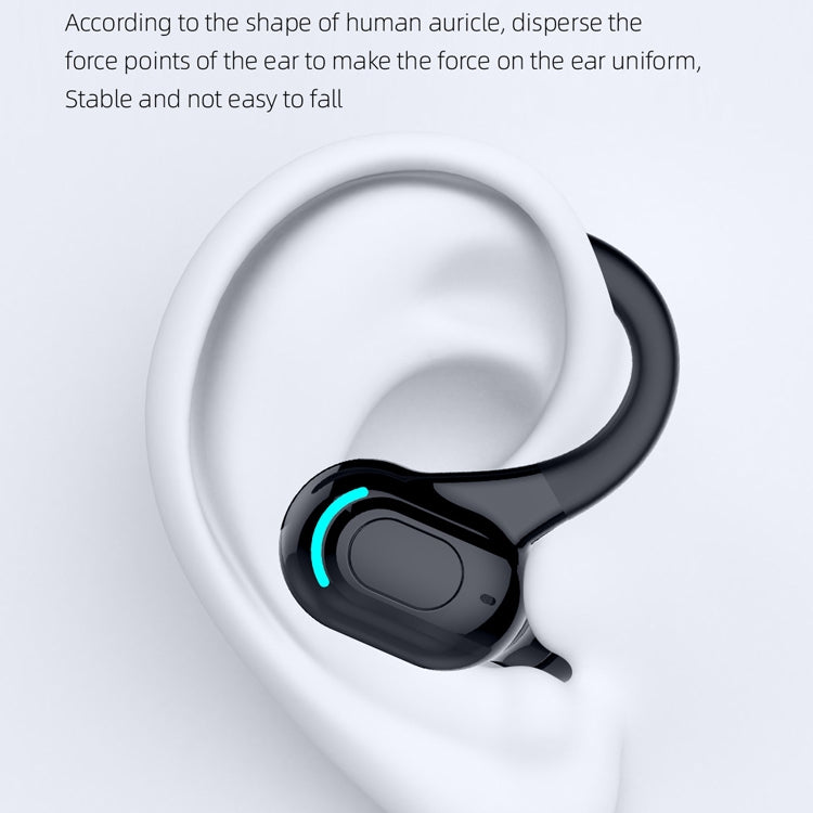 F8 Bluetooth 5.1 Ear-Mounted Stereo Wireless Sports Earphone(Black+Blue) by bashfashion