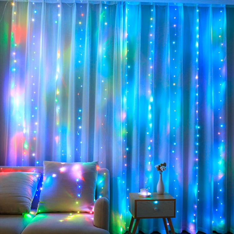 3m x 2m 200 LEDs RGB 16 Color-Changing Copper Wire Curtain String Lights by bashfashion