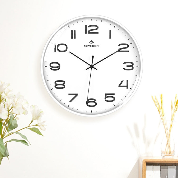 MOVEBEST 12 Inch Living Room Wall Clock Home Plastic Watch, Style: G2001 Green Surface White Frame by bashfashion