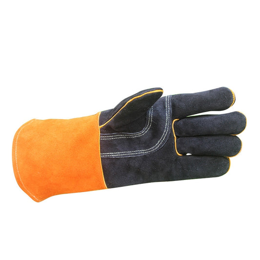 1 Pair JJ-S2011 Outdoor Cut-Proof Genuine Leather Welding Gloves, Size: Free Size(Yellow Black) by bashfashion