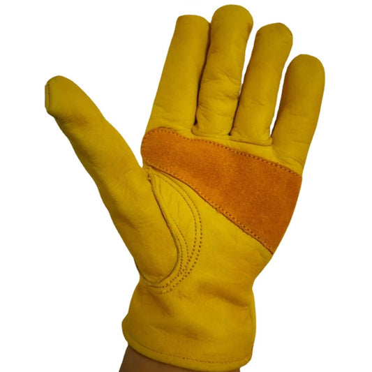 1 Pair JJ-1004 Outdoor Garden Welding Genuine Leather Labor Safety Gloves, Size: S(Yellow) by bashfashion