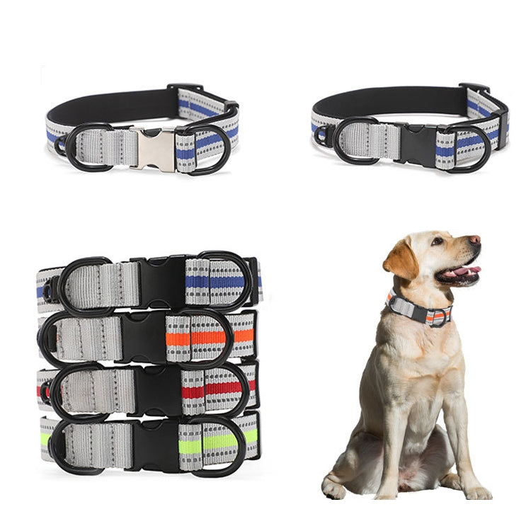 Dog Reflective Nylon Collar, Specification: L(Black buckle green) by bashfashion