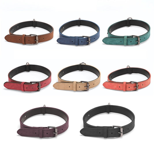 JINMAOHOU Dogs Double-Layer Leather Collar, Specification: L 59x3.2cm(Red) by JINMAOHOU