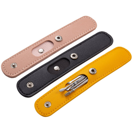 6 In 1 Stainless Steel Spring Spiral Portable Ear Pick, Specification: Pink Leather Case by bashfashion