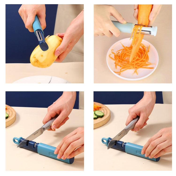 2 in 1 Stainless Steel Peeler Tungsten Steel Sharpener(Orange) by bashfashion