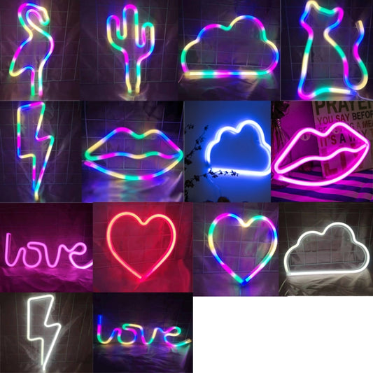 Neon LED Modeling Lamp Decoration Night Light, Power Supply: Battery or USB(Colorful Love) by bashfashion