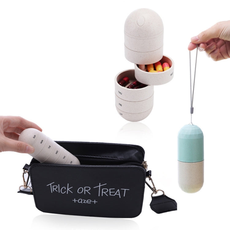 Wheat Straw Pill Storage Box Sealed 7 Days Pill Box(YD073) by bashfashion