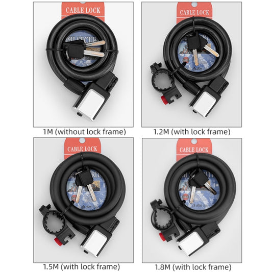 BG-0518 Mountain Bike Portable Anti-Theft Bold Cable Lock, Length: 1.5m With Lock Frame by bashfashion