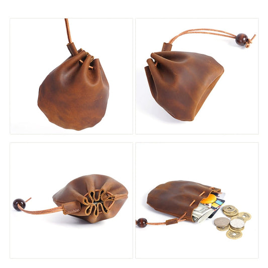 18L-107 Vintage Leather Coin Purse Mini Organizer(Brown) by bashfashion