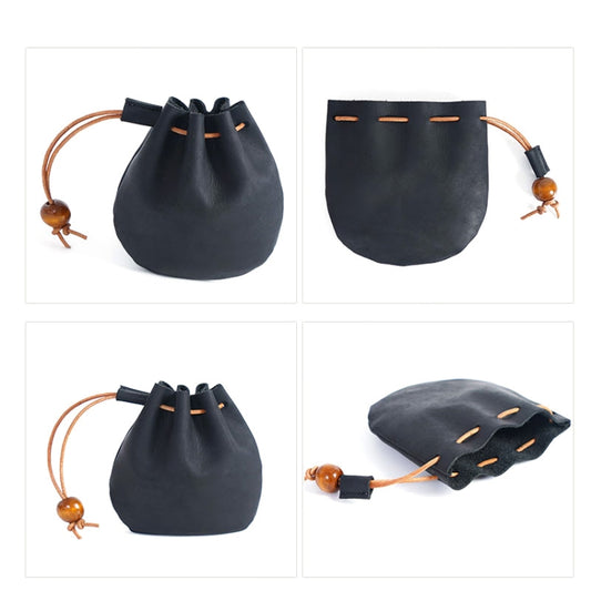 18L-107 Vintage Leather Coin Purse Mini Organizer(Black) by bashfashion