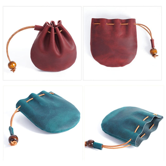 18L-107 Vintage Leather Coin Purse Mini Organizer(Wine Red) by bashfashion