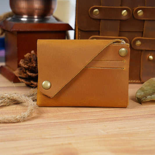 18K-120 Leather Bank Card Storage Bag Card Holder(Yellow brown mad horse) by bashfashion