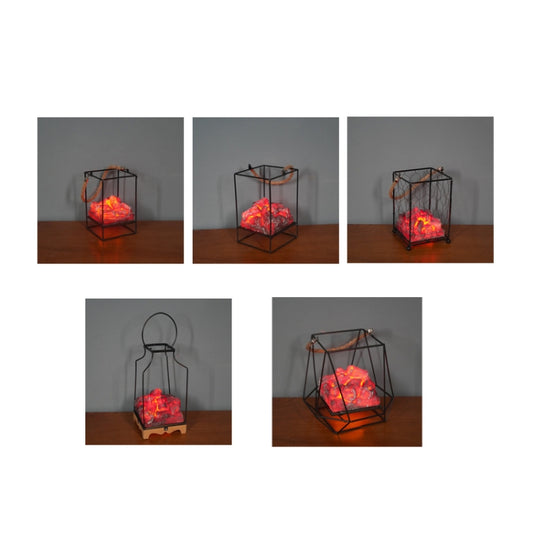 Imitation Charcoal Flame Lamp LED Wrought Iron Holiday Decoration, Spec: Charcoal B by bashfashion