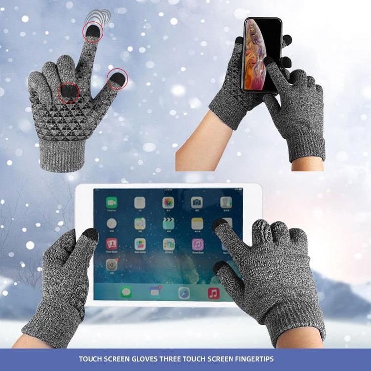 1 Pair Thick Velvet Touch Screen Knitted Warm Gloves, Size: Free Size(Blue) by bashfashion