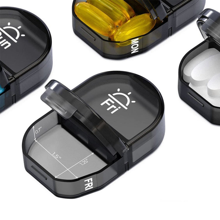 14 Compartment Medicine Box Plastic Double Row Leather Bag Pill Box(Black) by bashfashion