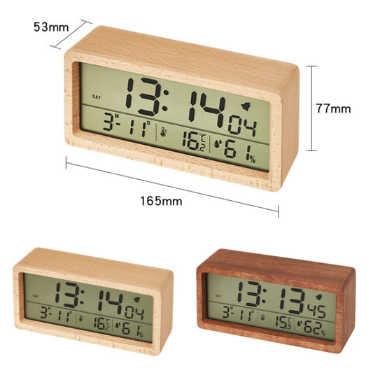 1906 Solid Wood Luminous Clock Large Screen Temperature And Humidity Clock(Eucalyptus Yellow) by bashfashion
