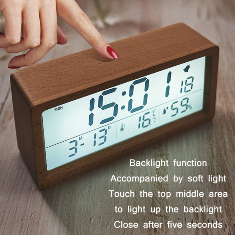 1906 Solid Wood Luminous Clock Large Screen Temperature And Humidity Clock(Eucalyptus Yellow) by bashfashion