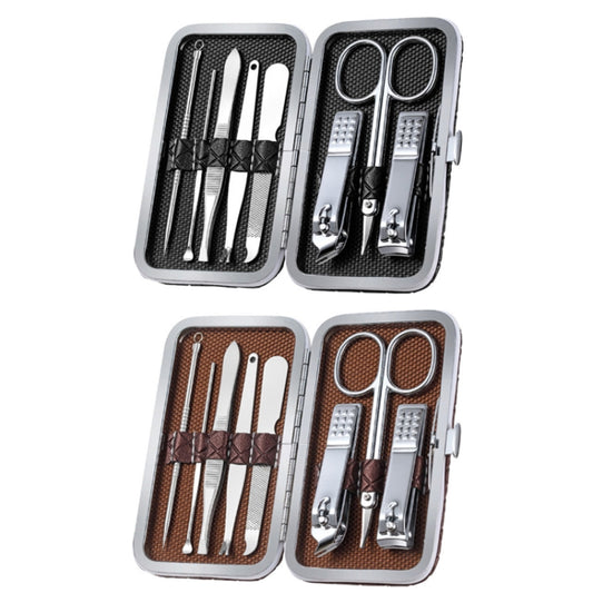 Stainless Steel Nail Trimming Grooming Set(Dark Brown) by bashfashion