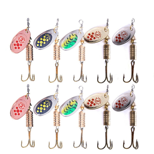 10 PCS HENGJIA SP054 6.7cm / 7g Fresh Water Sequins Road Bait(Gold+Silver) by HENGJIA