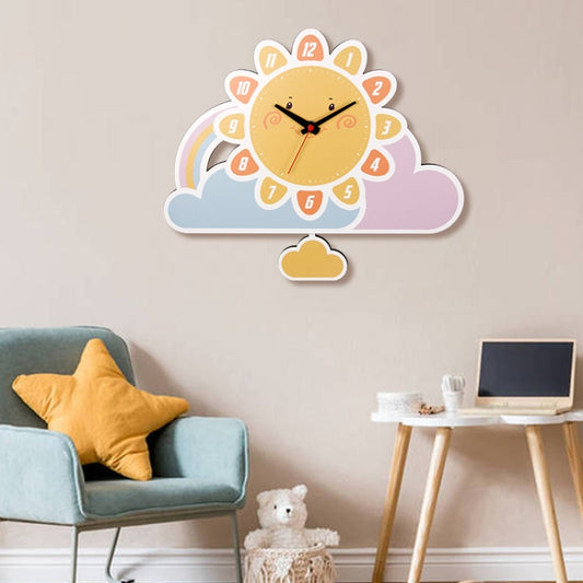 Cartoon Shake Wall Clock Children Room Decoration Wall Clock (Sun) by null