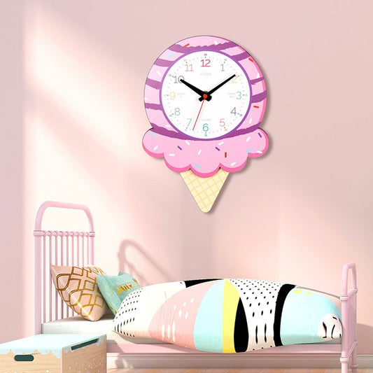 Cartoon Shake Wall Clock Children Room Decoration Wall Clock (Ice Cream) by null