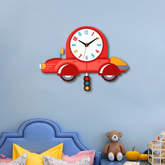 Cartoon Shake Wall Clock Children Room Decoration Wall Clock (Car) by null