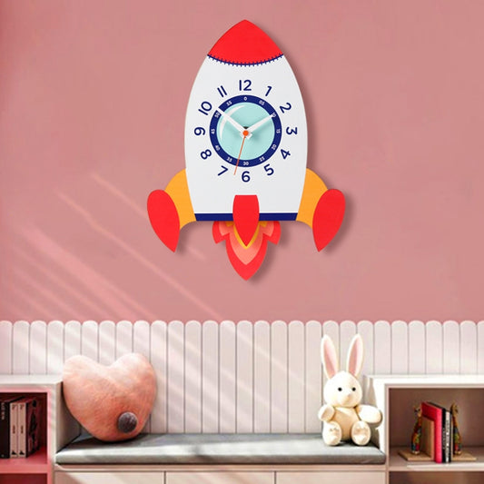 Cartoon Shake Wall Clock Children Room Decoration Wall Clock (Rocket) by null