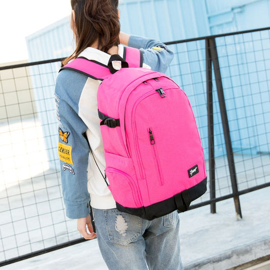1107 Student Bag Leisure Backpack(Rose Red) by null