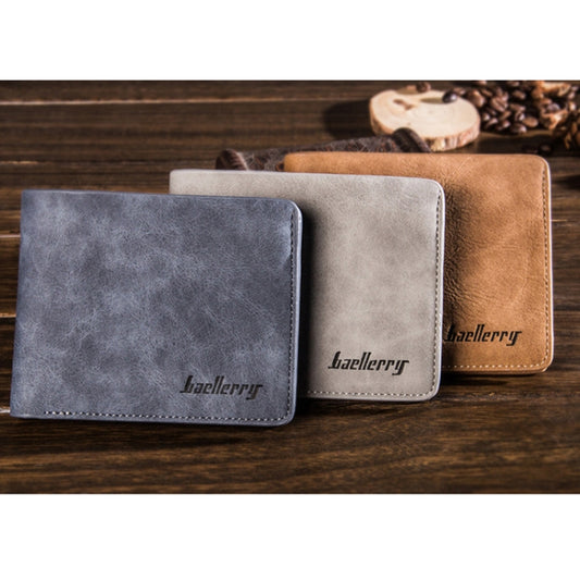 Baellerry BLR1152 Men Short Wallet Vintage Frosted Two Fold Wallet(Coffee Horizontal) by Baellerry