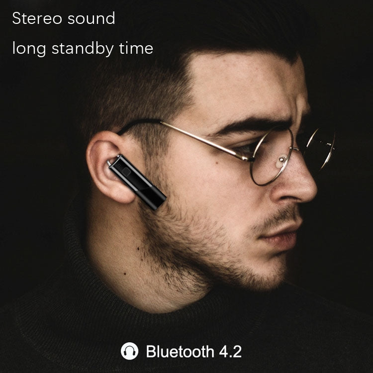 Single Ear 4.2 Bluetooth Headset Stereo HIFI Sports Wireless Bluetooth Headset(A1 Black) by bashfashion