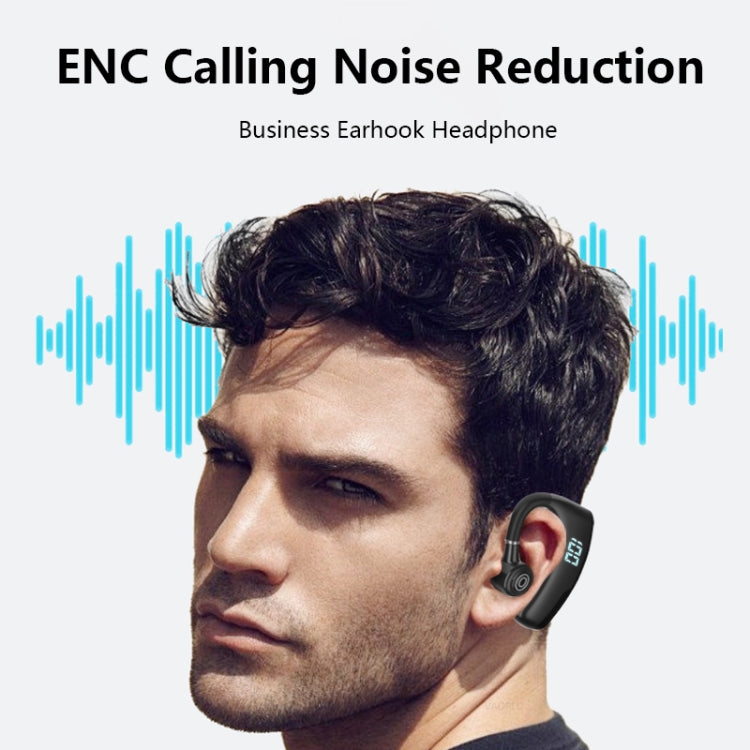 V9S Bluetooth Headset Noise Cancelling Headphones With LED Display(Blue Single Ear) by bashfashion