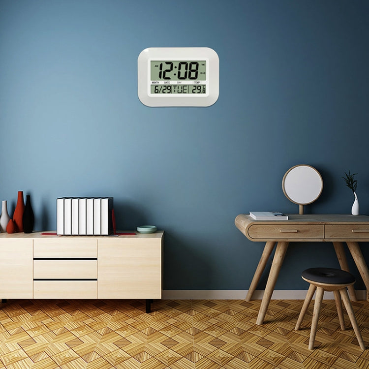 Household Big Screen Digital Electronic Alarm Clock Minimalist Living Room Mute Wall Clock(White) by bashfashion
