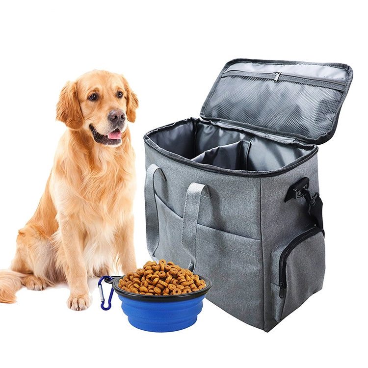 Travel Portable Carry Out Pet Supplies Storage Single-shoulder Bag Without Dog Bowl(Gray) by bashfashion