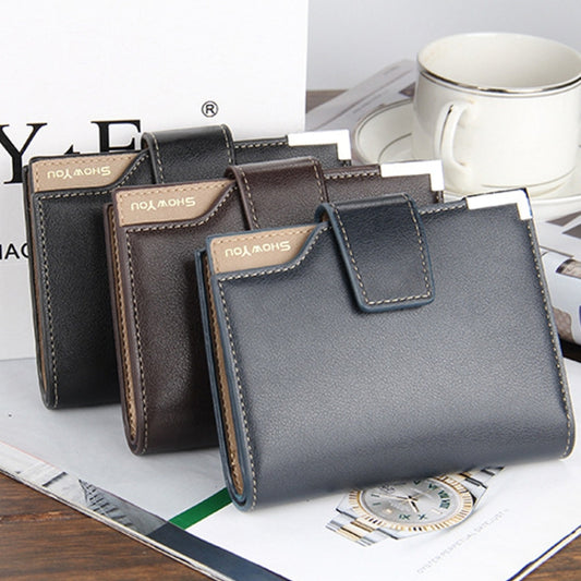 Baellerry Casual Multifunctional Wallet Zipper Buckle Tri-fold Coin Purse For Men(Black) by Baellerry