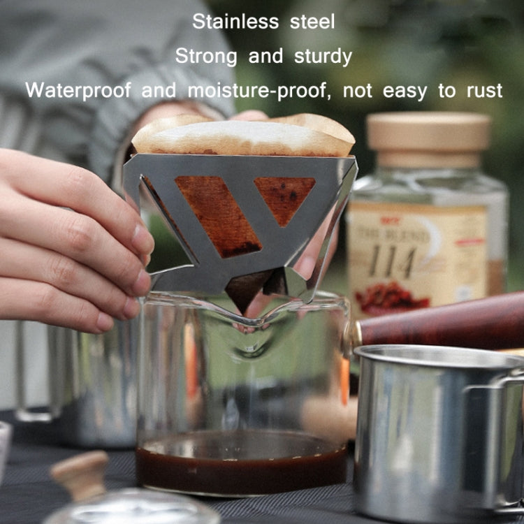 Outdoor Camping Stainless Steel Coffee Grounds Filter Folding Funnel by bashfashion